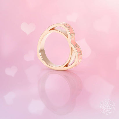 Eu amo minha vida - coração despertando anel de opala rosa