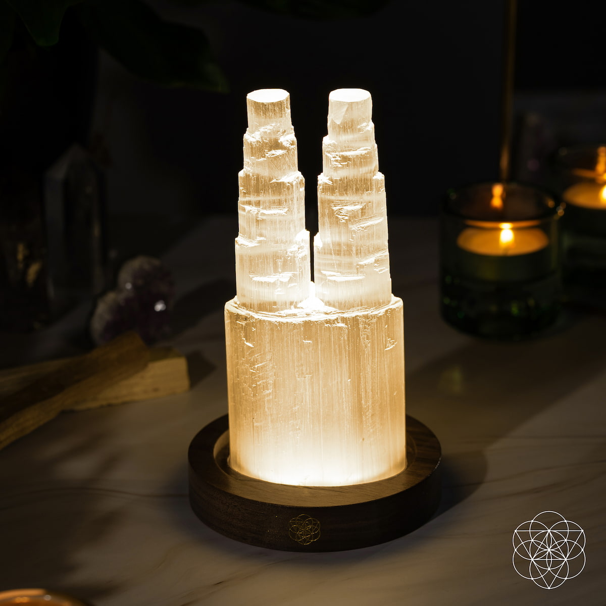 Two-Tower Selenite Lamp – Deep Energy Cleanse &amp; Reset