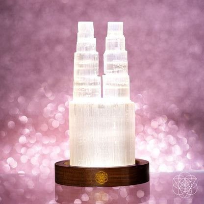 Two-Tower Selenite Lamp – Deep Energy Cleanse &amp; Reset