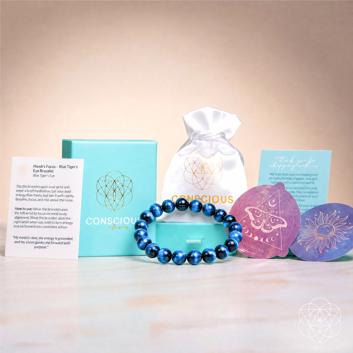 Hawk's Focus – Royal Blue Tiger's Eye Bracelet – Conscious Items