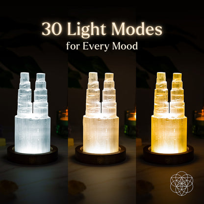 Two-Tower Selenite Lamp – Deep Energy Cleanse &amp; Reset