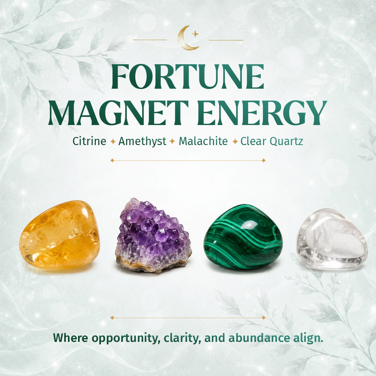 Manifestação de Powerhouse of Wealth - conjunto de pulseiras de quarteto de cristal
