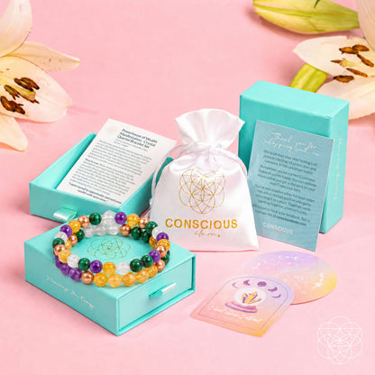 Manifestação de Powerhouse of Wealth - conjunto de pulseiras de quarteto de cristal