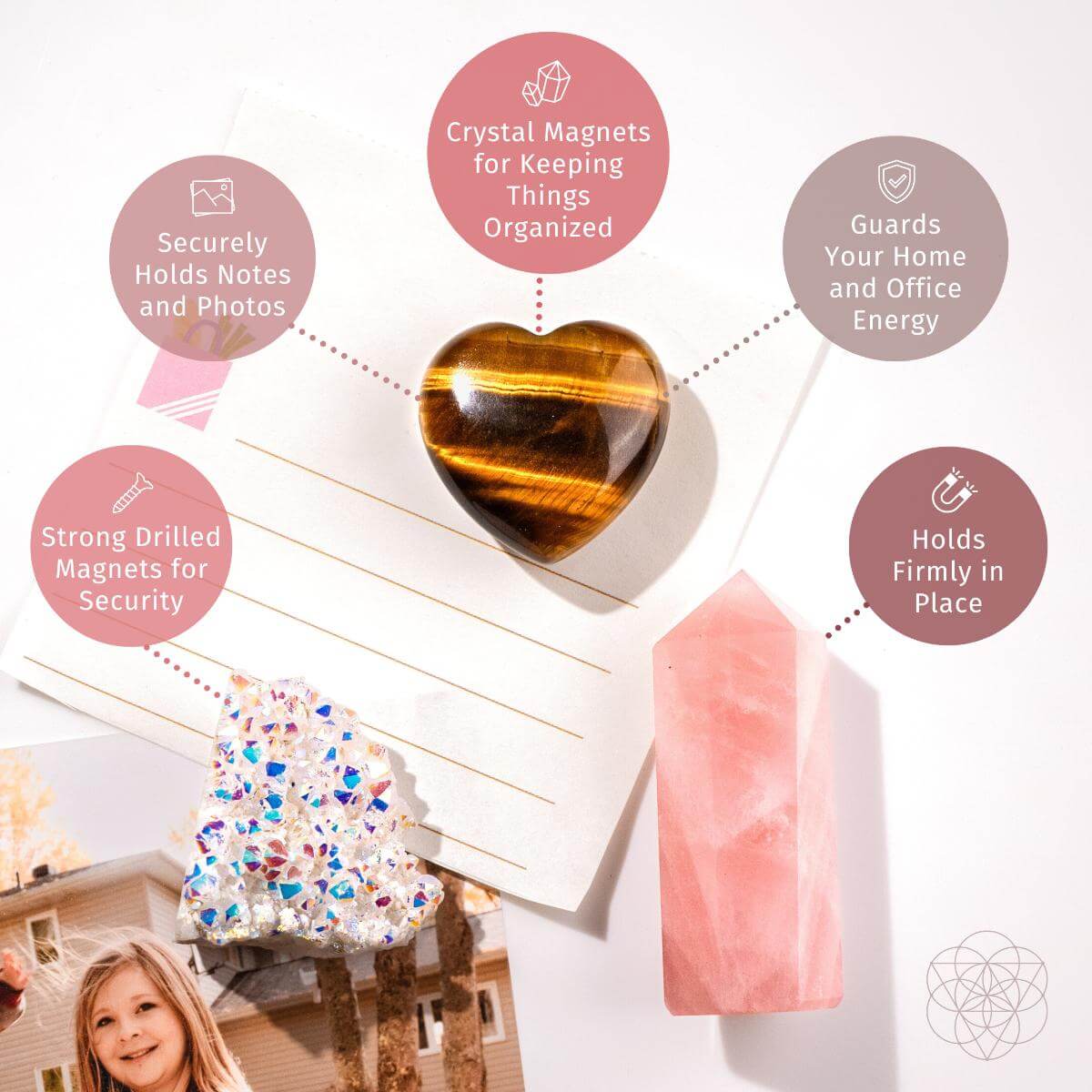 Crystal Fridge Magnets - Trio of Protection &amp; Comfort - Conscious Items