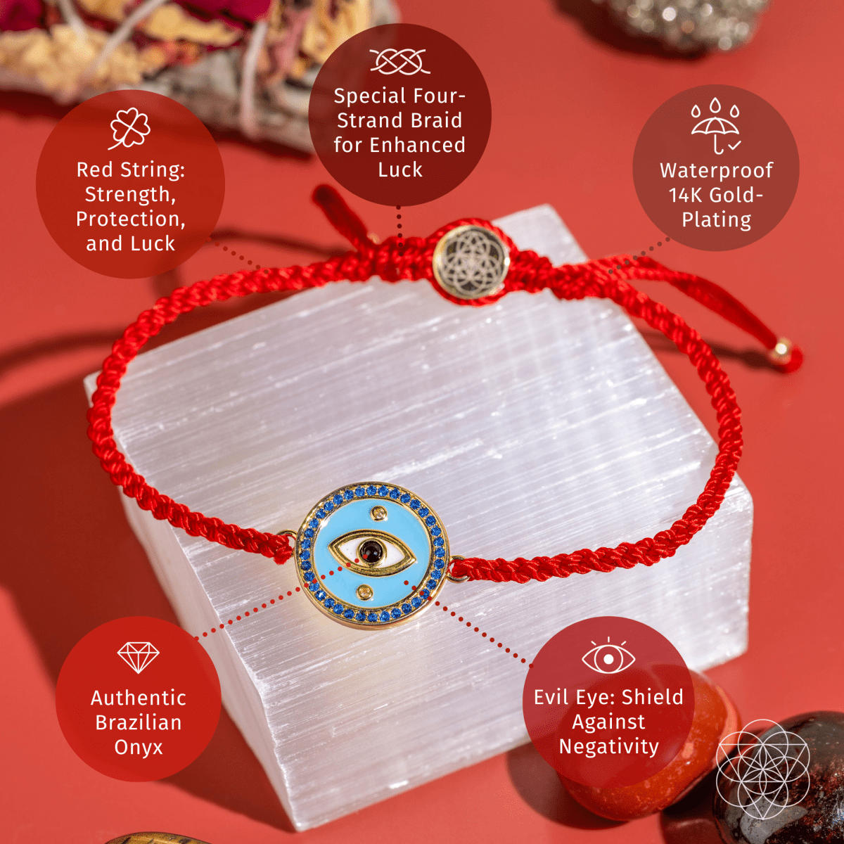 Evil Eye Guardian - Four - Strand Red String Bracelet - Conscious Items