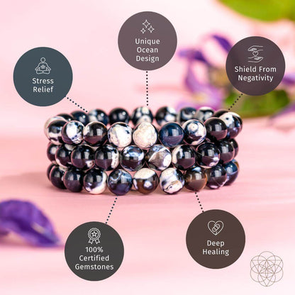 Exotic Orca Agate Bracelet of Deep Healing - Conscious Items