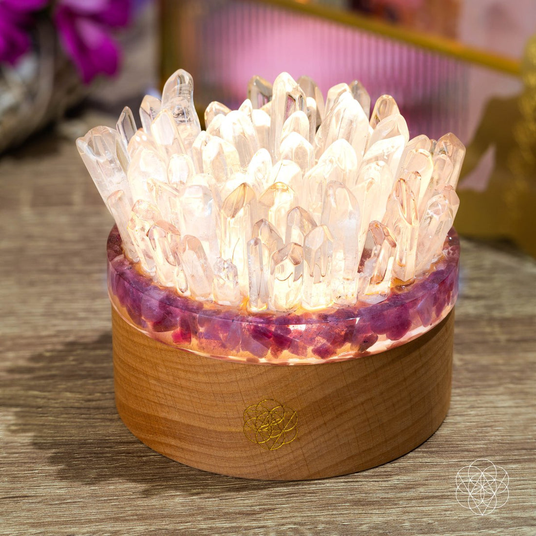 Find My Peace - Quartz &amp; Tourmaline Lamp of Blooming Tranquility - Conscious Items