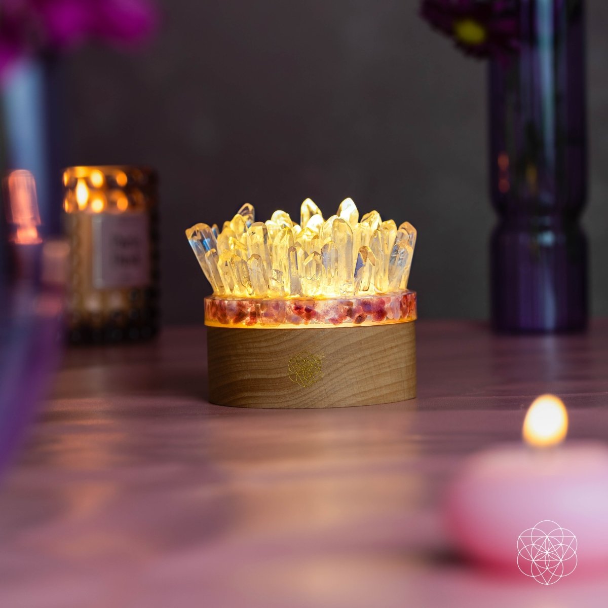 Find My Peace - Quartz &amp; Tourmaline Lamp of Blooming Tranquility - Conscious Items