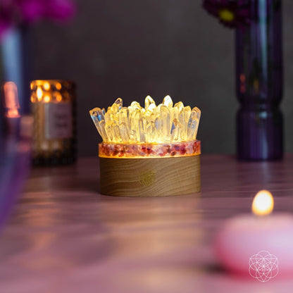Find My Peace - Quartz &amp; Tourmaline Lamp of Blooming Tranquility - Conscious Items