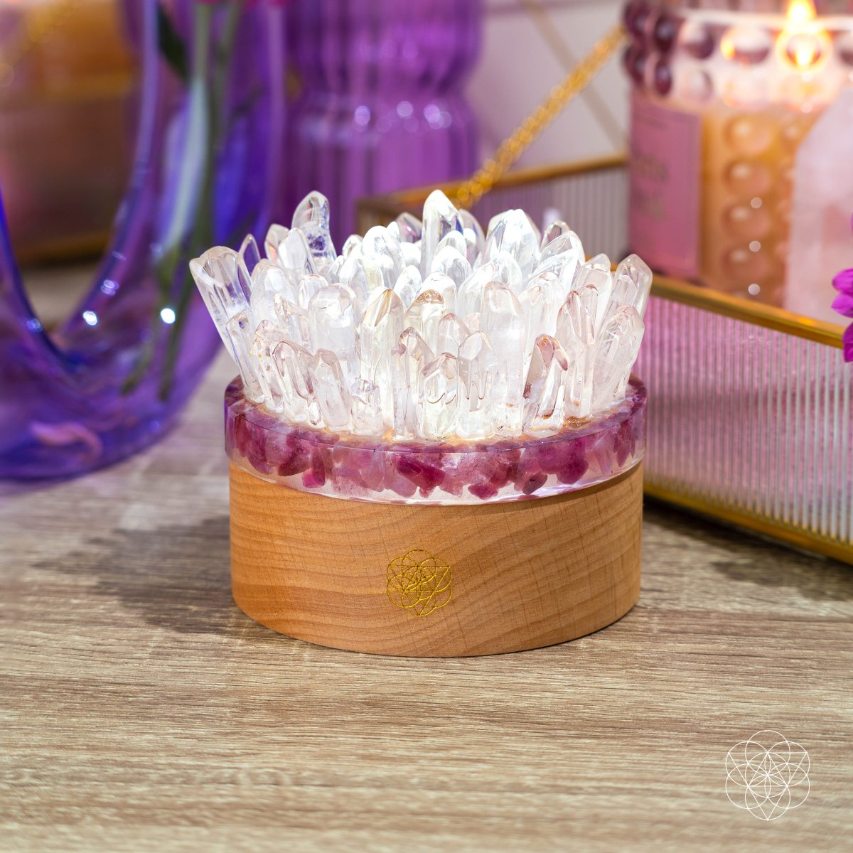 Find My Peace - Quartz &amp; Tourmaline Lamp of Blooming Tranquility - Conscious Items