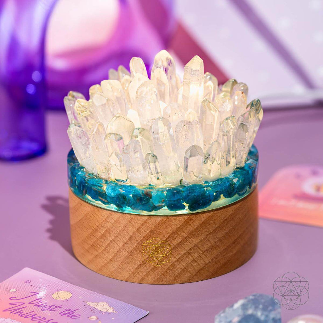 Find My Voice - Quartz &amp; Apatite Lamp of Blooming Confidence - Conscious Items