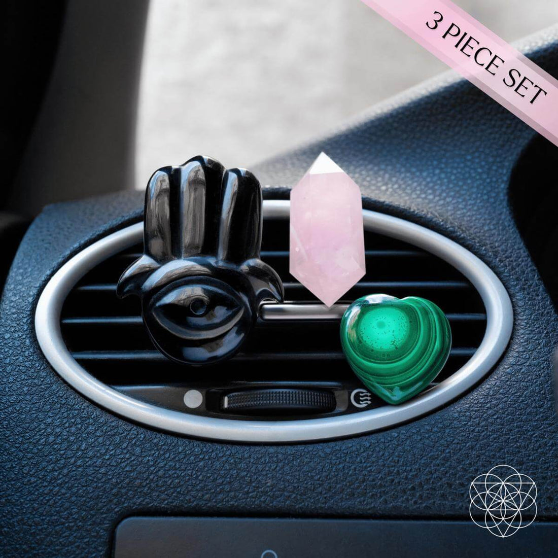 Hamsa Hand of Safe Travels: Aromatherapy Crystal Car Kit - Conscious Items