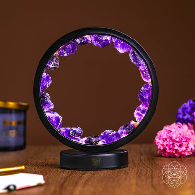 Ich bin im Frieden - Spiritueller Schutz Amethyst Lampe