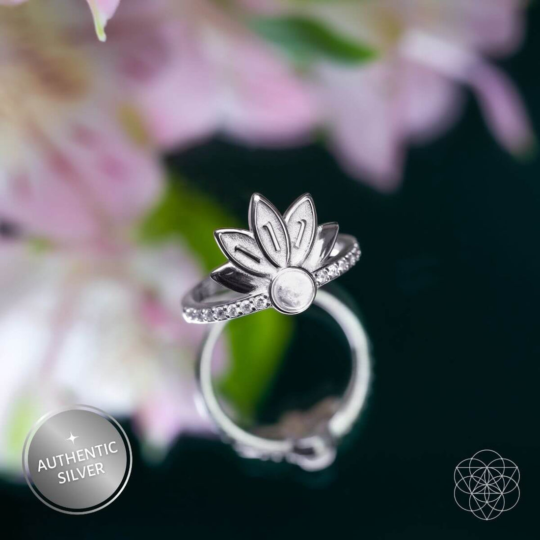 I Am Divinely Guided: 111 Angel Number Silver Lotus Ring - Conscious Items