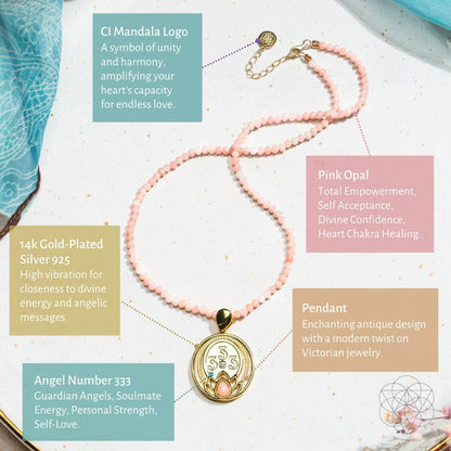 I Am Love - 333 Pink Opal Silver Necklace of True Love - Conscious Items