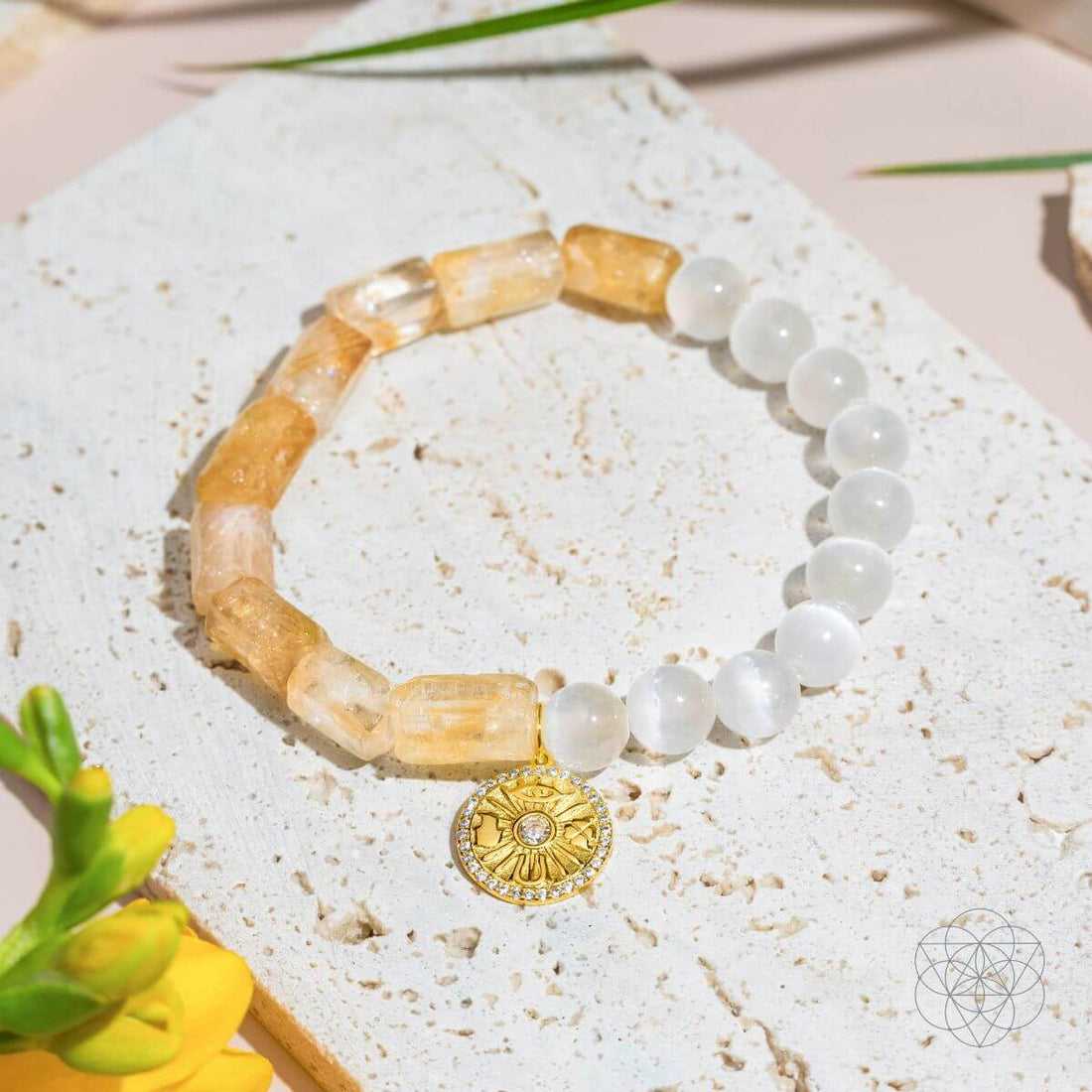 Quartet of Luck - Citrine &amp; Selenite Bracelet of Serendipity - Conscious Items