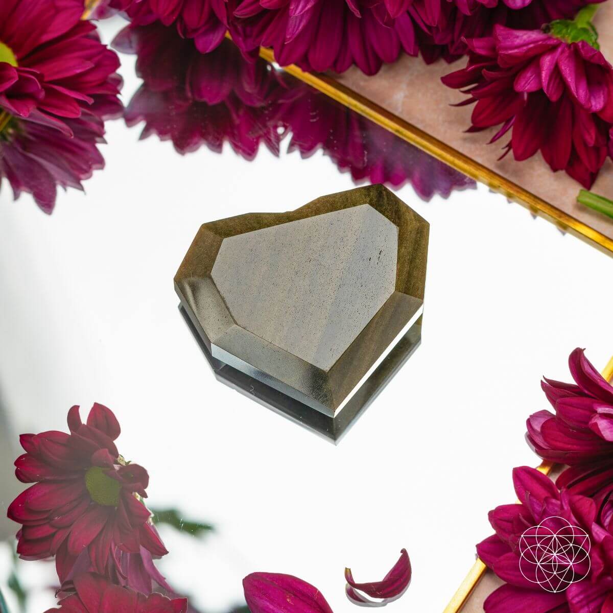 Royal Diamond Heart - Mexican Gold Obsidian for Protection - Conscious Items