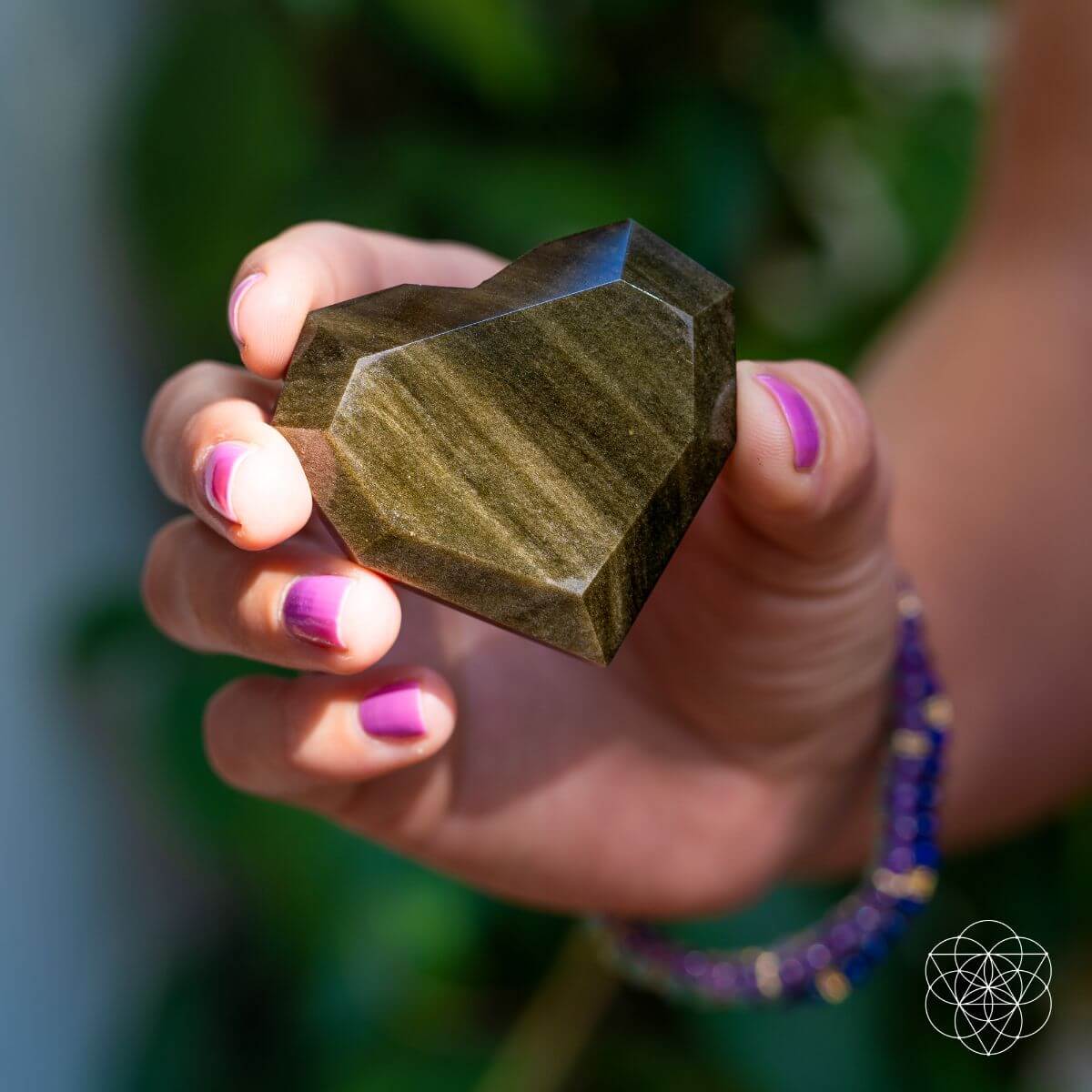 Royal Diamond Heart - Mexican Gold Obsidian for Protection - Conscious Items