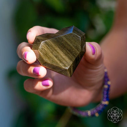 Royal Diamond Heart - Mexican Gold Obsidian for Protection - Conscious Items