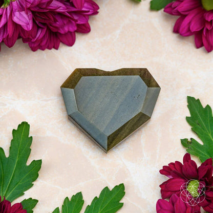 Royal Diamond Heart - Mexican Gold Obsidian for Protection - Conscious Items
