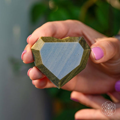 Royal Diamond Heart - Mexican Gold Obsidian for Protection - Conscious Items