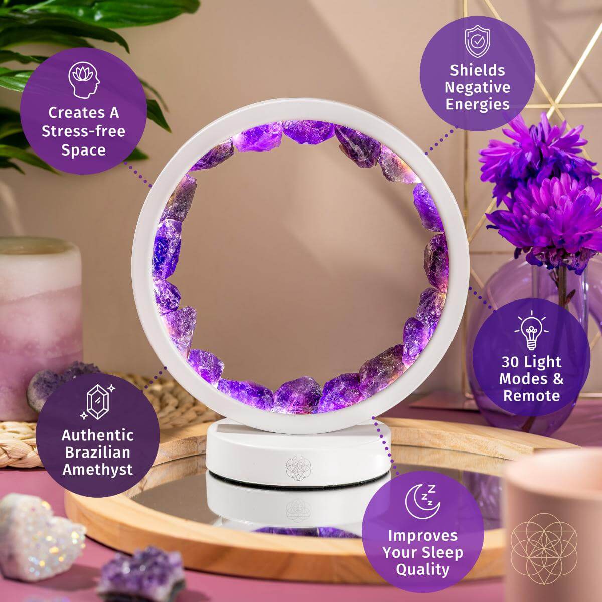 Stress Less, Sleep More – Amethyst Healing Lamp - Conscious Items