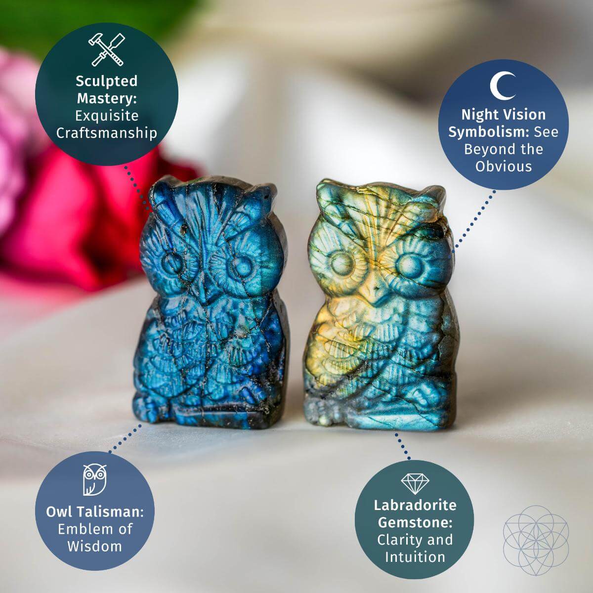Token of Wisdom - Labradorite Owl Talisman - Conscious Items