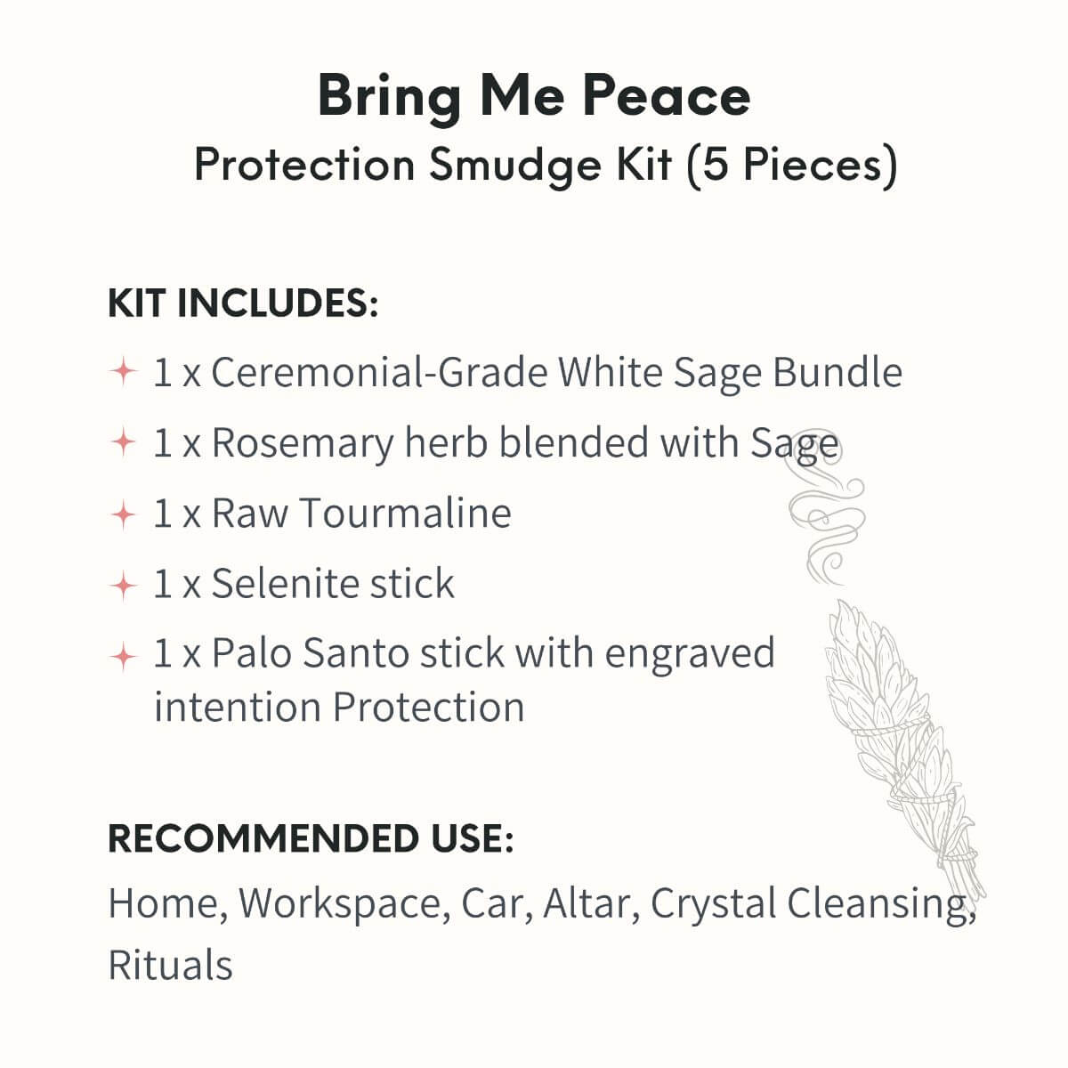 Bring mir Friedens schutz Smudge Kit (5 Stück)