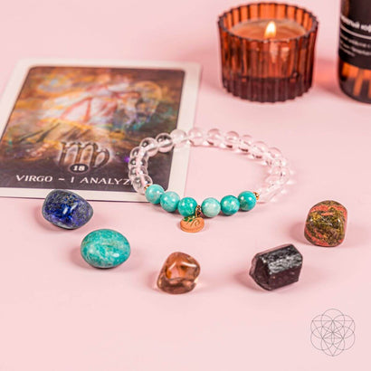 healing crystal bracelet and stone set
