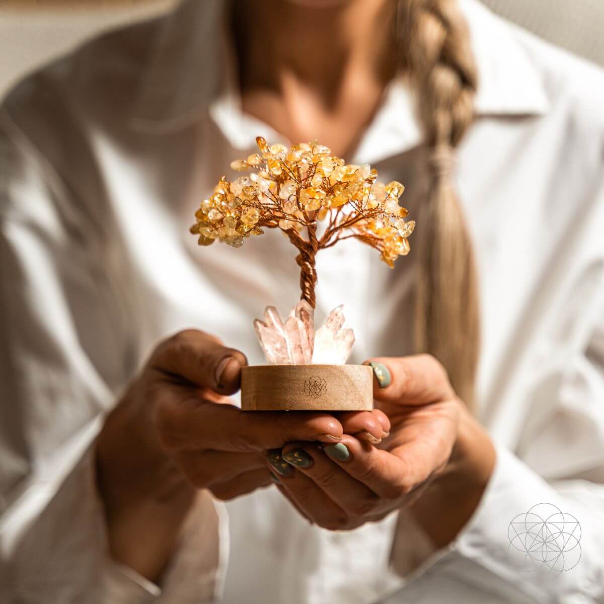 Lámpara dorada de la riqueza - Citrine Tree