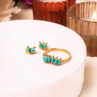 turquoise crystal ring and earrings
