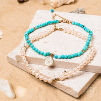 Luminous Glow - Les bracelets de cheville turquoise et perle de l’amour