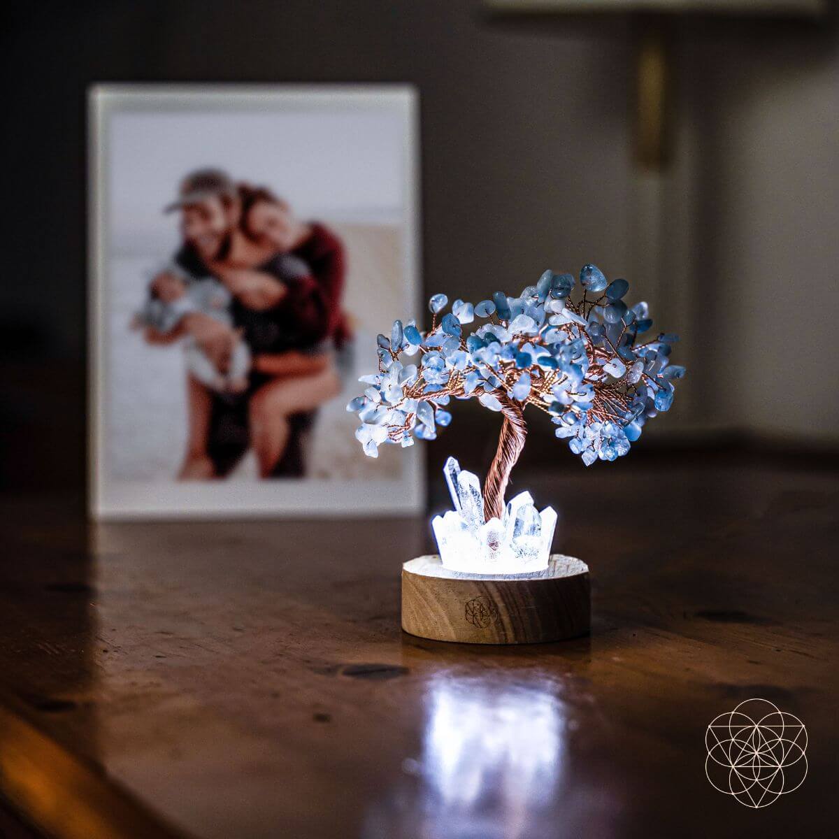 Guardian Angel Lamp of Protection - Aquamarine Tree