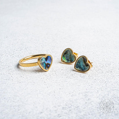 abalone shell crystal ring and earrings