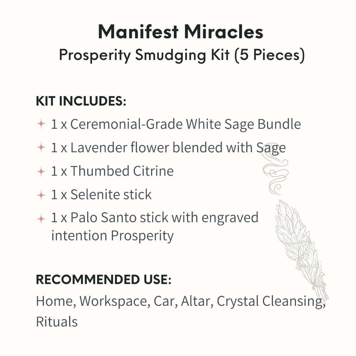 Manifest Miracles - Prosperity Smudging Kit (5 Pieces) - Conscious Items