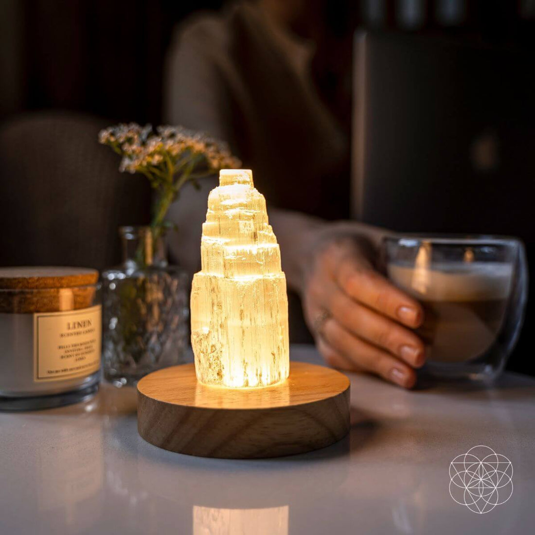 selenite tower lamp