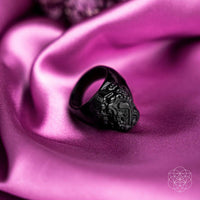 black obsidian crystal ring