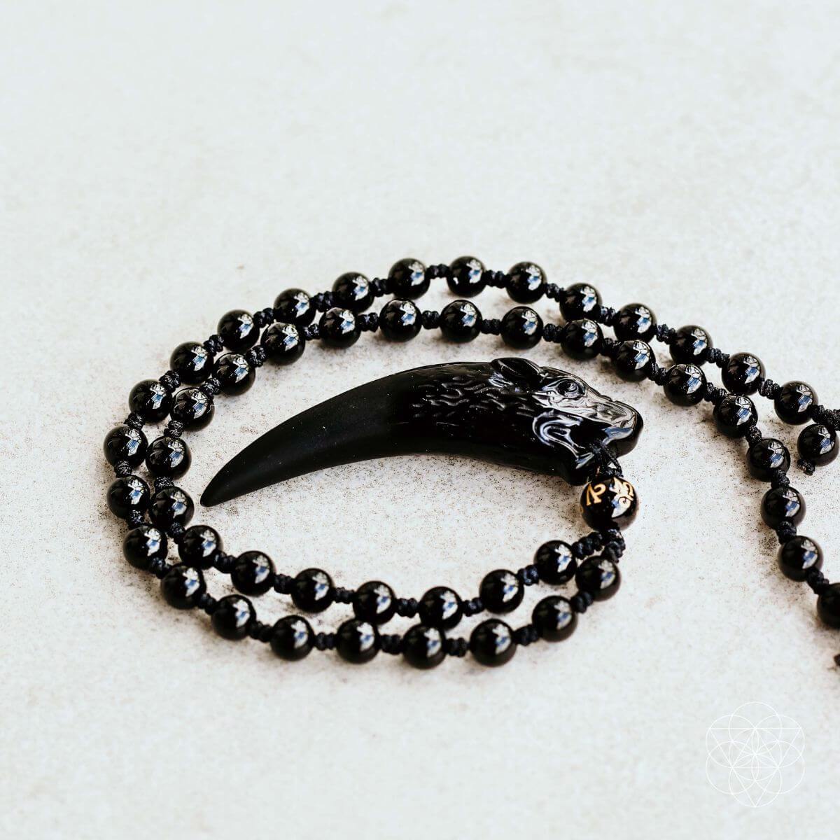 Obsidian Wolf Pendant
