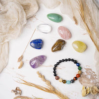 healing crystal bracelet and stone set