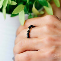 black agate crystal ring