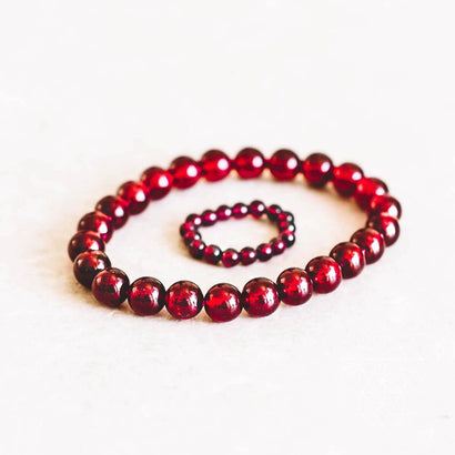 garnet crystal bracelet and ring